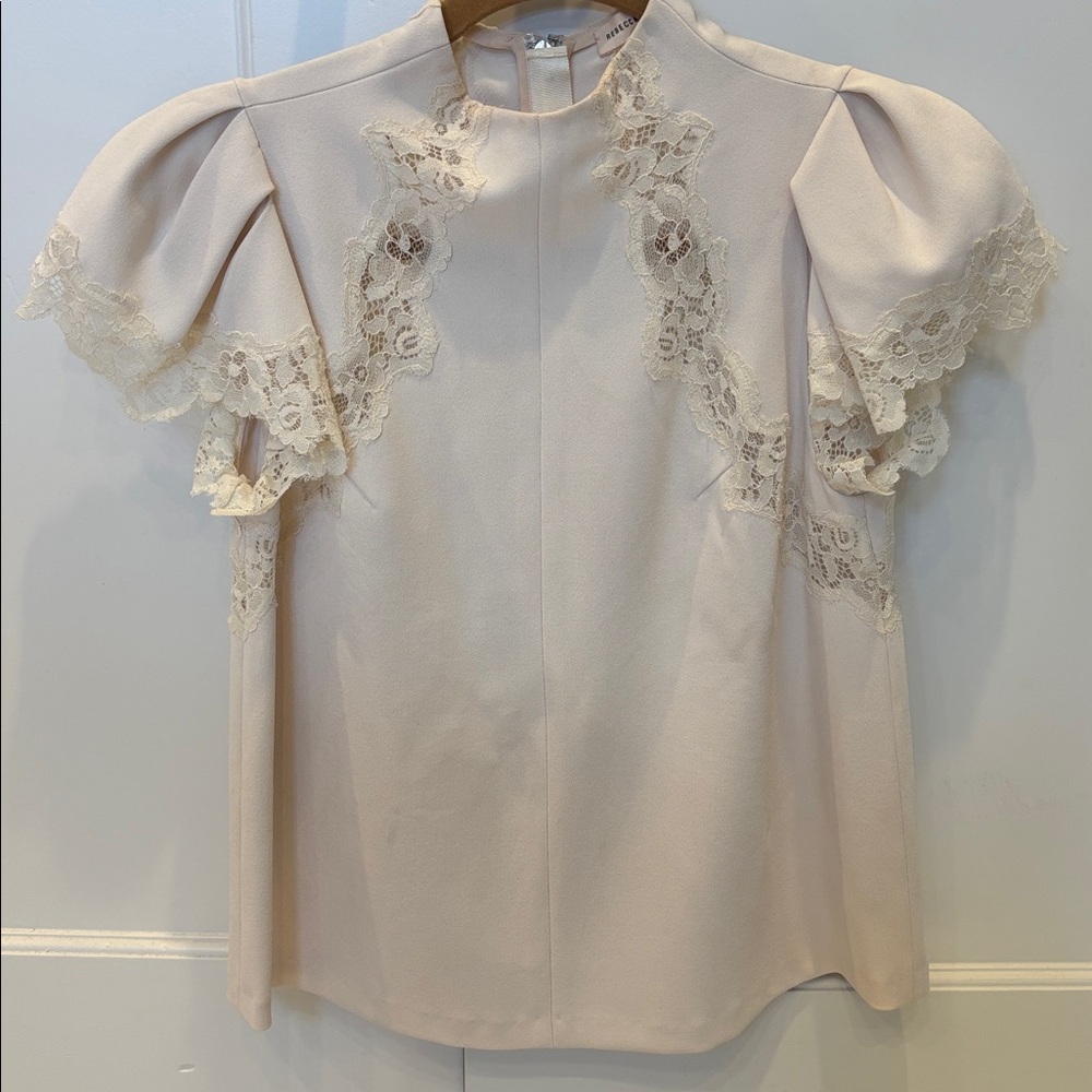 Rebecca Taylor Lace Accent Blouse - Cream